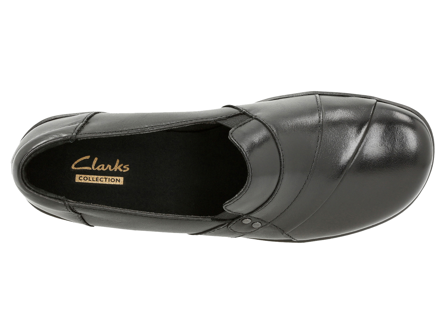 Details about   Clarks Authentic Black May Marigold Slip On Leather Loafer Comfort Shoes New